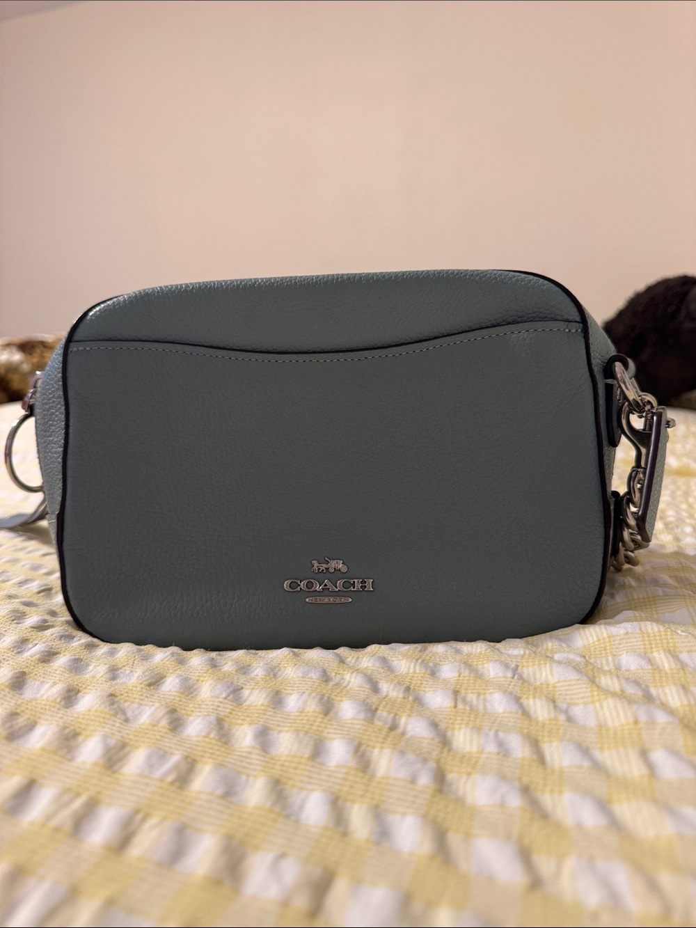 Coach Pebbled Camera Crossbody in Slate Blue